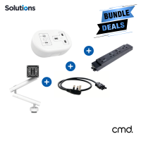 Miro Single Monitor Arm, Caplet (65W), Elite+ 4 Gang & 2.0M Starter Lead (White)