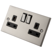 Stainless Steel Switched Socket 2 Gang 13 Amp