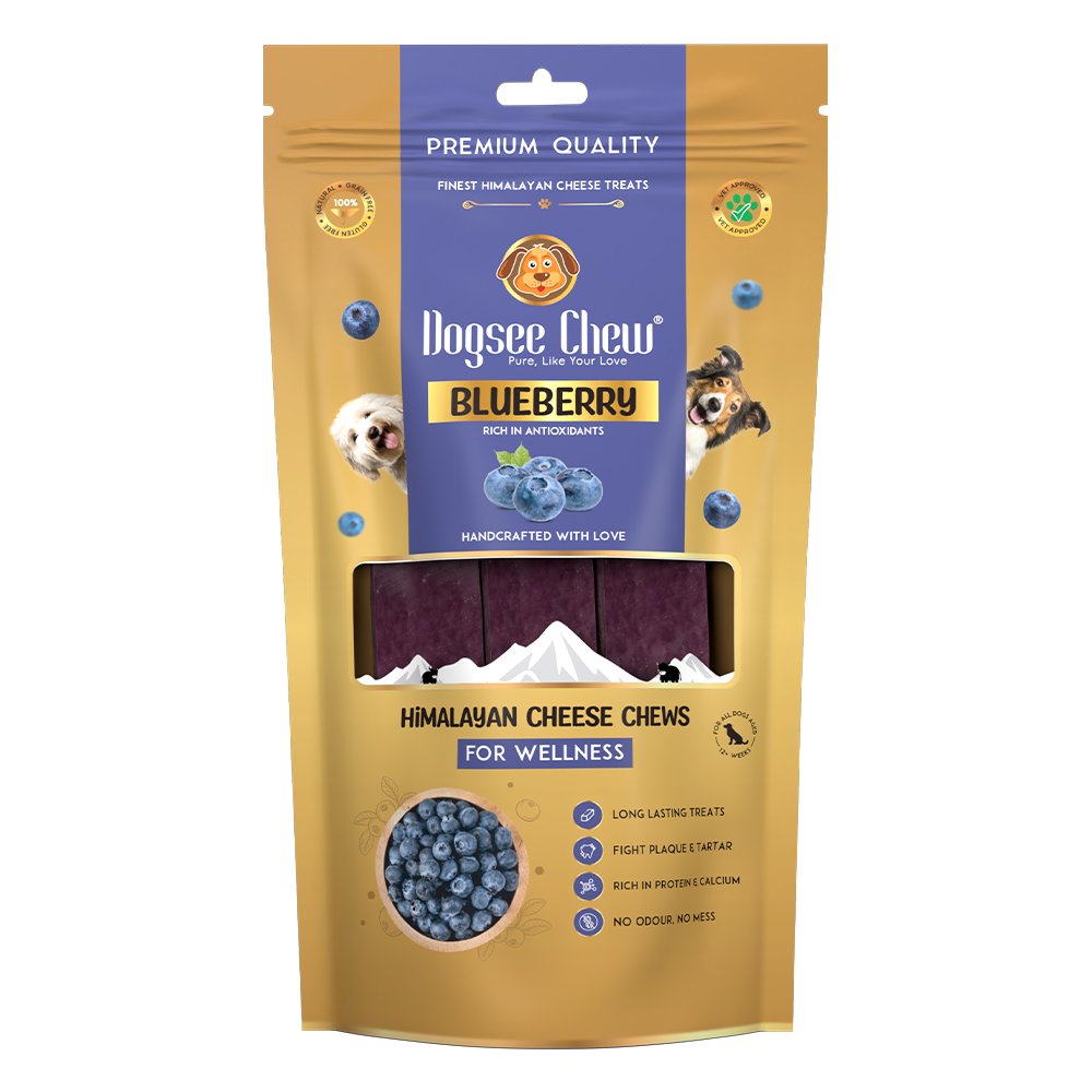 Dogsee Chew Himalayan Yak Dog Chews Blueberry Medium 2pk 10x140gm