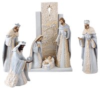 Resin Grey/Gold Nativity Set/6 Pieces/9 1/2 inch   (89417)