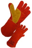 Premium Red Welders Gauntlet w/ Patch Palm
