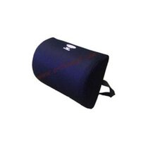 D-Shaped lumbar roll attaches easily to the backrest of a chair.