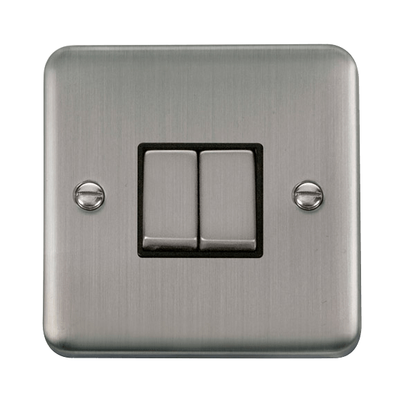 Click Deco Plus 2G 2W Switch Stainless Steel Black Insert DPSS412BK
