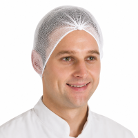 White Fine Mesh Hairnet, Metal Detectable, 100/Ring