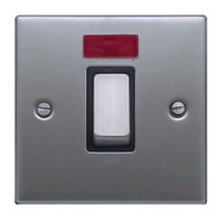 FEP Low Profile Satin Chrome 45a 1g Cooker Switch with Neon Black Insert Chrome Switch | LV0801.0010