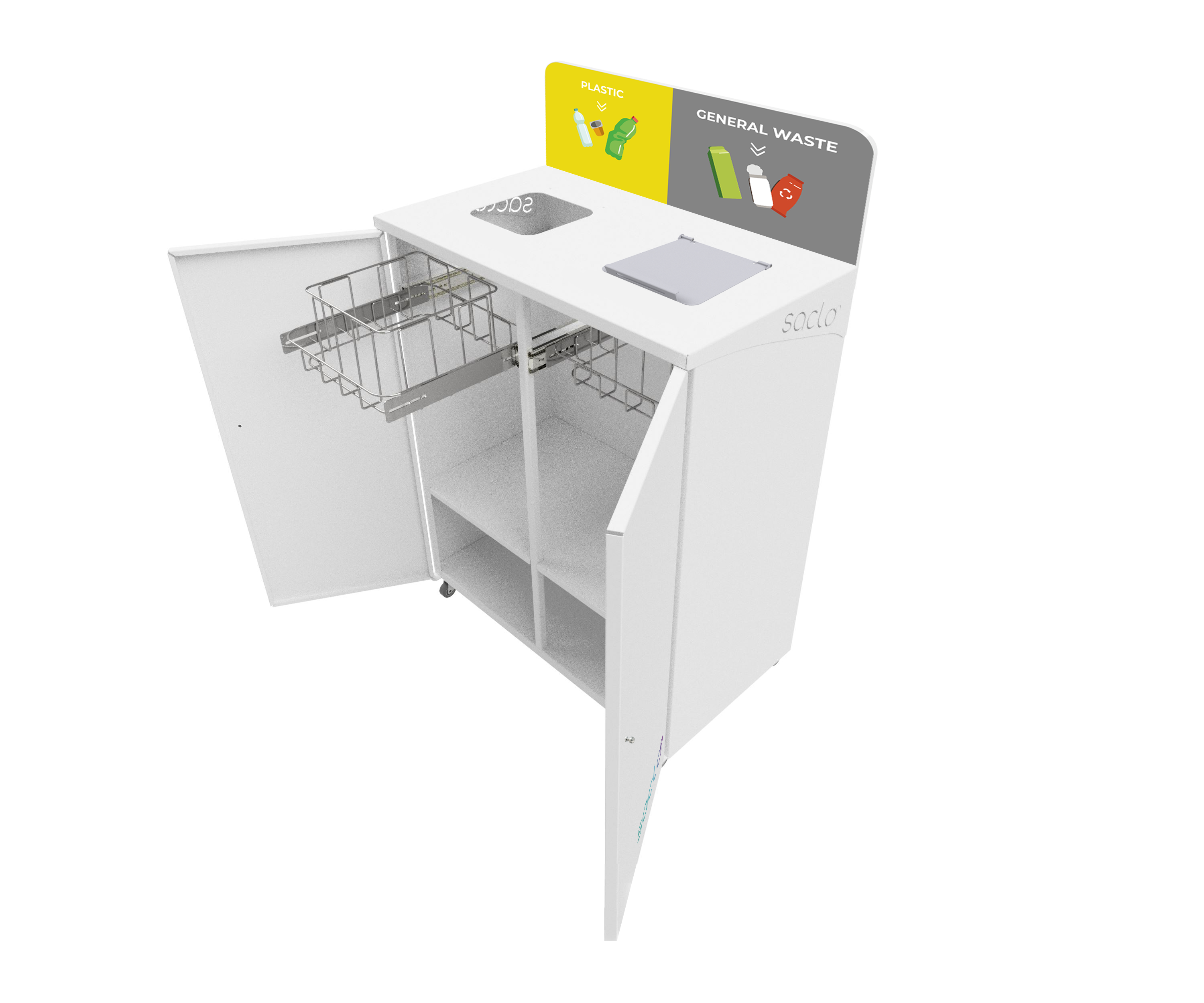 SACLÒ CABINET WHITE 2 STREAM STEEL