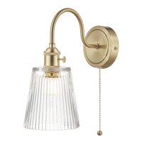 HADANO 1LT W/LT BRASS WITH CLEAR RIBBED GLASS SHADE