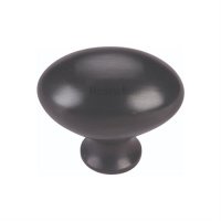 C114-38-BKMT - Heritage Brass Cabinet Knob Victorian Oval Design 38mm Matt Black Finish