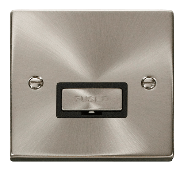 Click Deco 13A Unswitched Fused Spur Satin Chrome Black Insert VPSC750BK