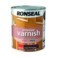 RONSEAL QUICK DRYING VARNISH GLOSS DEEP MAHOGANY 750 ML