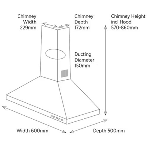 Belling 60cm Chimney Cooker Hood Stainless Steel 