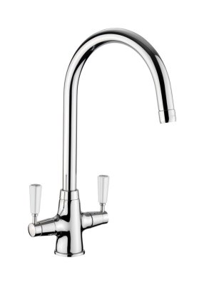 Aquaclassic 2 Monobloc Tap - Chrome finish/White Handles - TAC2CM/WH