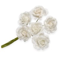 Hessian Flower Ivory Dia.3cm - Pack of 36