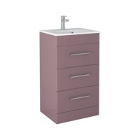 Tucker French 500mm Floor Standing Three Drawer Basin Unit Matt Plum