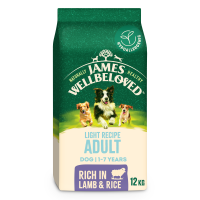 James Wellbeloved Adult Dog Light Recipe Rich in Lamb and Rice Dry Food 12kg DL11E