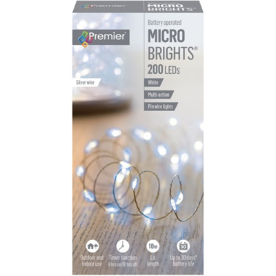 Premier 200 LED Battery Operated Multi-Action Microbrights - White
