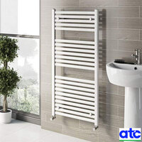 300W Heated Towel Radiator White Straight 800x500mm