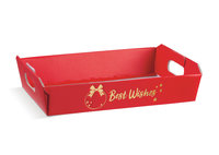 BOX TRAY MEDIUM 350x260x70MM RED BEST WISHES 