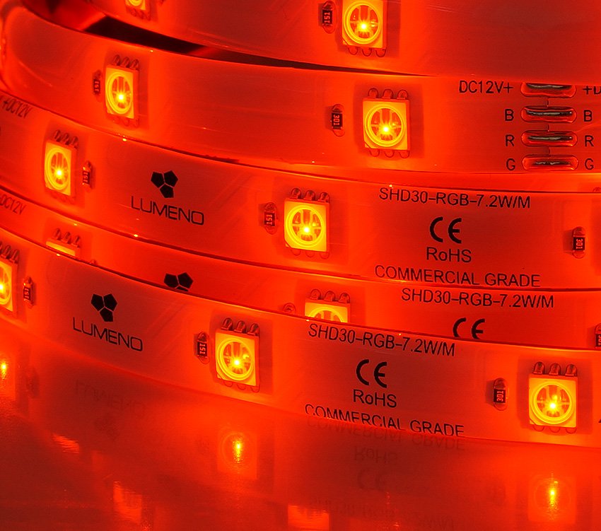 Lumeno 12V 7.2W/Mtr IP55 RGB LED Strip 5Mtr Pack