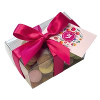 Clear ballotin of sugar coated milk chocolate mini eggs - 12x125g
