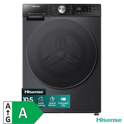 Hisense 10.5kg 1400rpm Freestanding AutoDose Washer - Black | WF5S1045BB