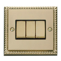 Georgian Brass CLICKGCBR413BK 10A 3G 2W Switch