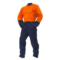 Ripstop Cotton Overalls, DO, LS, Orange/Navy