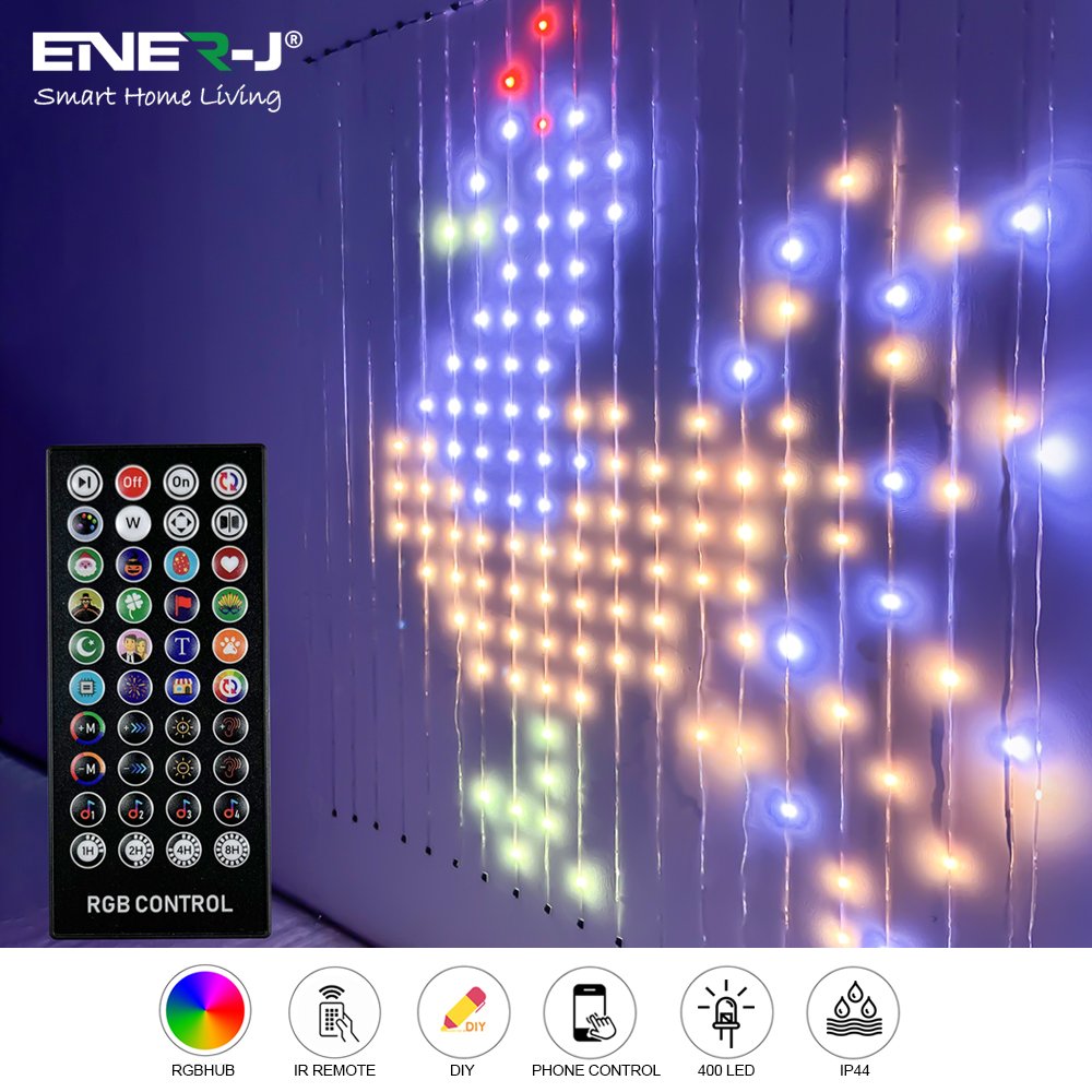SHA5358 EnerJ Smart Curtain Lights W/Remote & APP Control