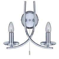 ASCONA - 2 LIGHT WALL BRACKET, CHROME TWIST FRAME WITH CLEAR GLA