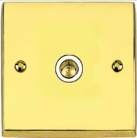 1 GANG TV/COAXIAL ISOLATED SOCKET, VICTORIAN RANGE POLISHED BRASS SQUARE EDGE PLATE WHITE INSERT
