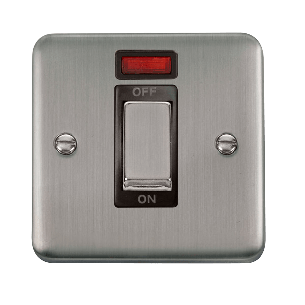 Click Deco Plus 1G 45A DP Switch Stainless Steel Black Insert DPSS501BK