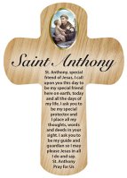 Wood Pocket Cross 3 1/4 inch/Saint Anthony   (12430)