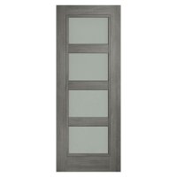 Shaker 4 Panel Luxury Laminate Grey Opal Laminate Glass