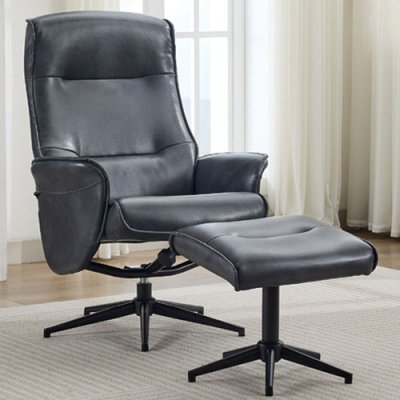Church Swivel Chair & Footstool &ndash; Ocean Blue