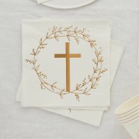 Gold Cross Paper Napkins - Pack of 16