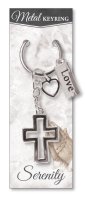 Metal Key Ring/Open Cross/Love  (74907)
