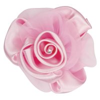 Large Satin Organza Rose With Clip Pink - Dia 10cm