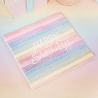 Eco Rainbow 'Happy Birthday' Paper Napkins - Pack of 16