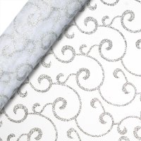 Organza Roll Swirl Silver & White - 29cm x 10m