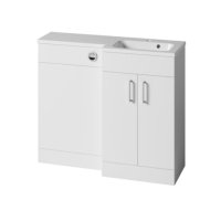 Tucker French Surrey 1100 x 340mm L-Shape Right Hand Basin with 600mm L-Shape Basin Unit Gloss White