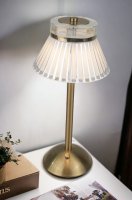 LED Gold Metal and Acrylic Rechargeable Table Lamp 33cmh