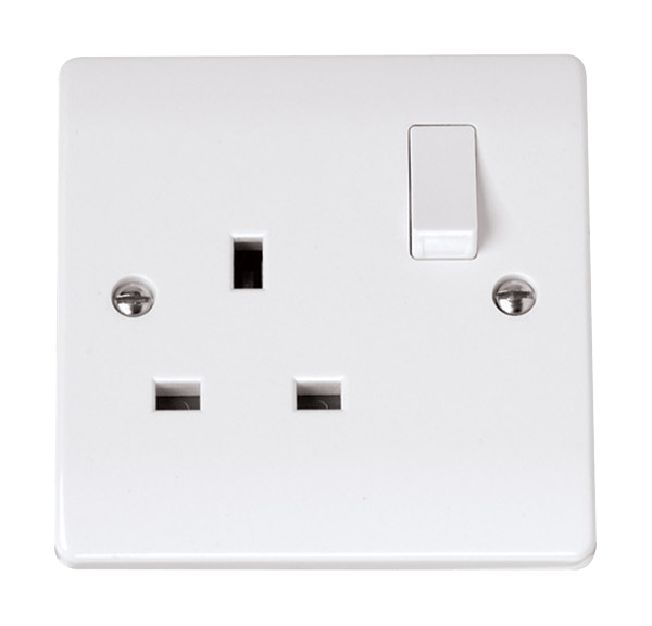 Click Curva 1G Switched Socket White CCA605