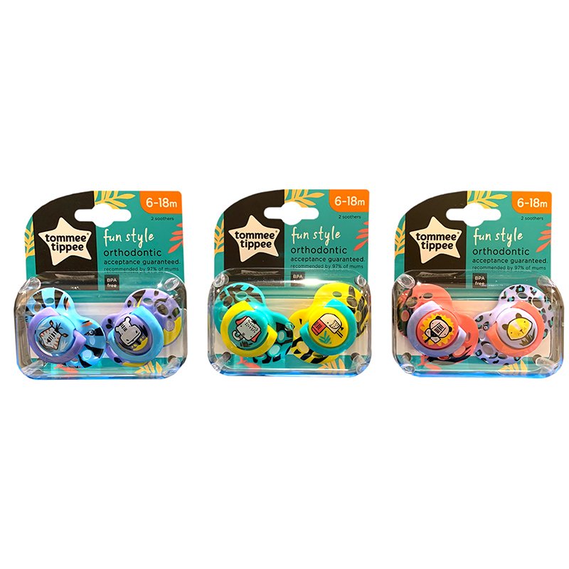 Tommee Tippee Fun Style Twin Pack Soother 6-18 Months