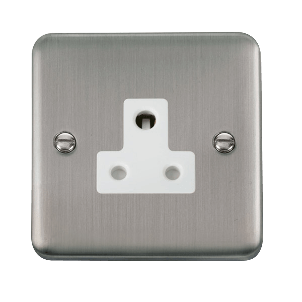 Click Deco Plus 5A Round Pin Socket Stainless Steel White Insert DPSS038WH