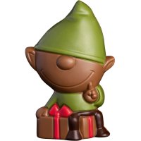 Decorated hollow milk chocolate elves in hats in gift bag - 10 x 50g