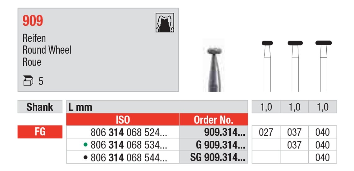 Edenta Diamond Extra Small Wheel Bur Size 040 - DMI Ireland's Leading Dental Supplier - Next Day Delivery