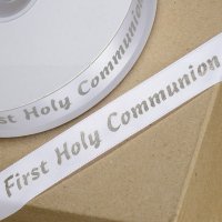 Printed Communion Ribbon Silver - 20mm x 25m