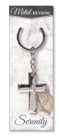 Metal Key Ring/Cross With Stone  (74902)