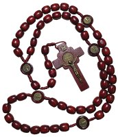 Wood Corded St.Benedict Rosary/Brown  (60482)