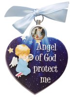 Wood Plaque 3 1/4 inch x 3 inch/Guardian Angel/Boy   (34208)